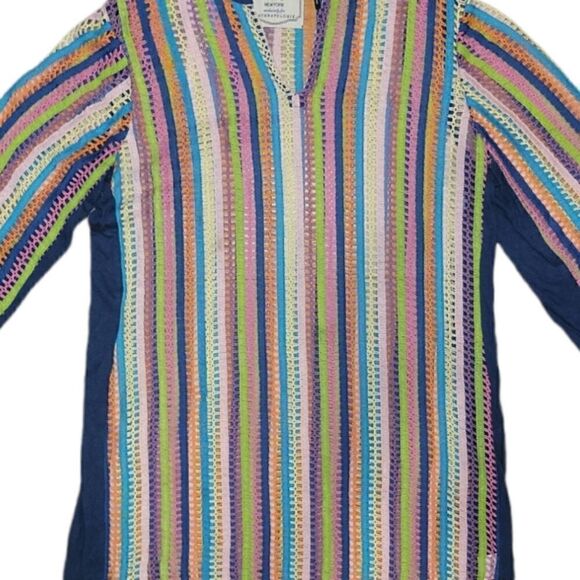 KAS New York Anthropologie Swimsuit Swim Cover Up Rainbow Color Loose Knit L - Picture 5 of 13